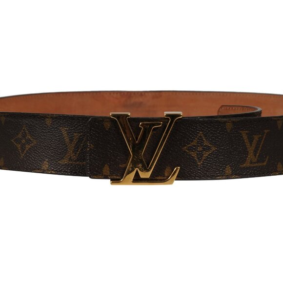 Louis Vuitton Monogram LV Initials Buckle Belt 90 36 Brown Coated Canvas Gold - Picture 2 of 10